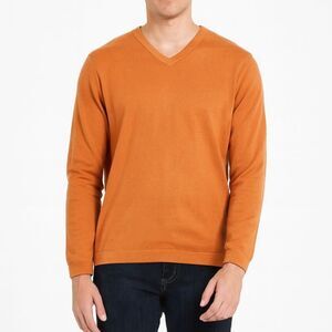 Banana Republic Rust Orange V-Neck Sweater L Fall Dark Academia